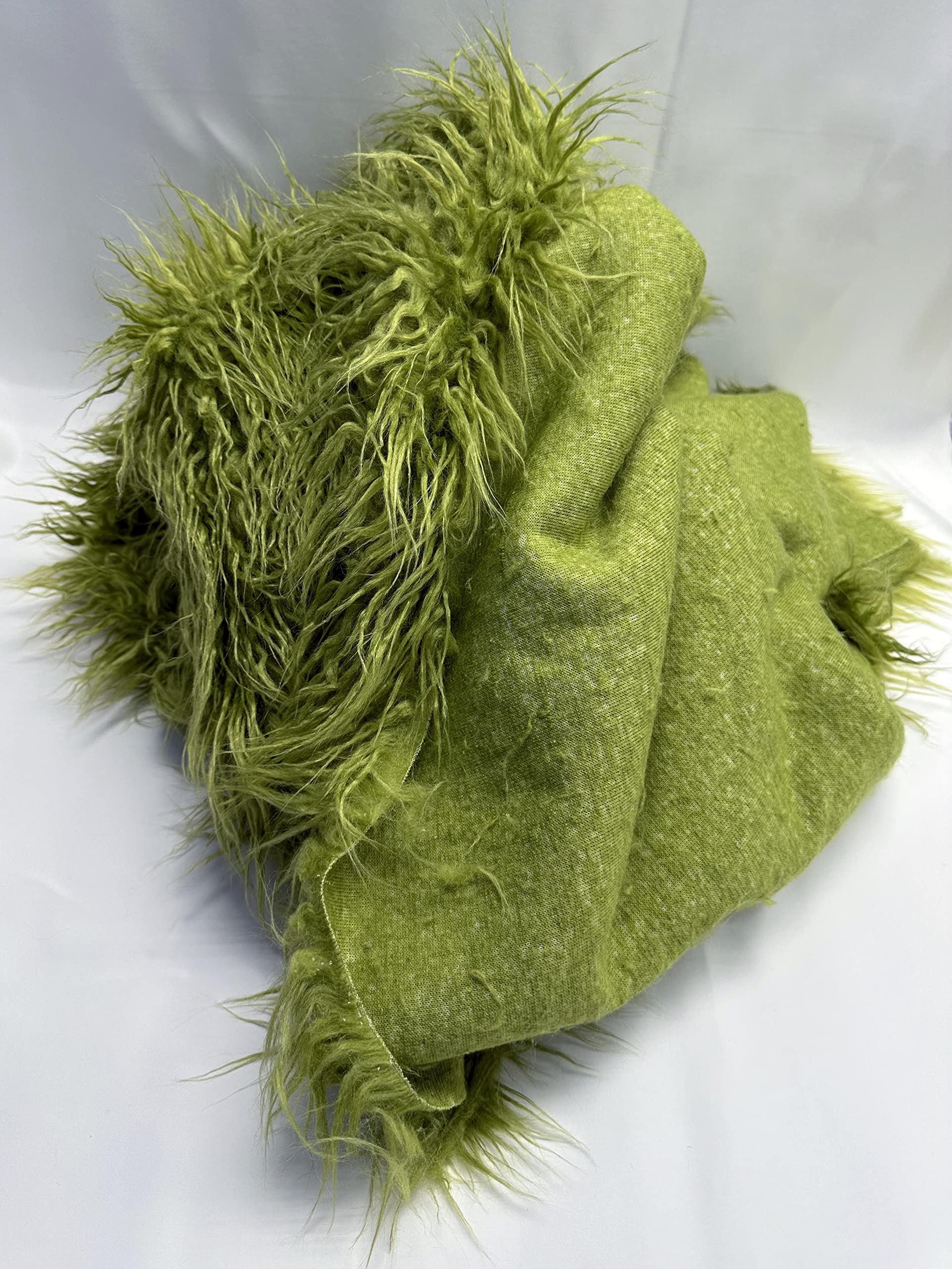 Faux/Fake Fur Mongolian Olive Green Fabric by The Yard