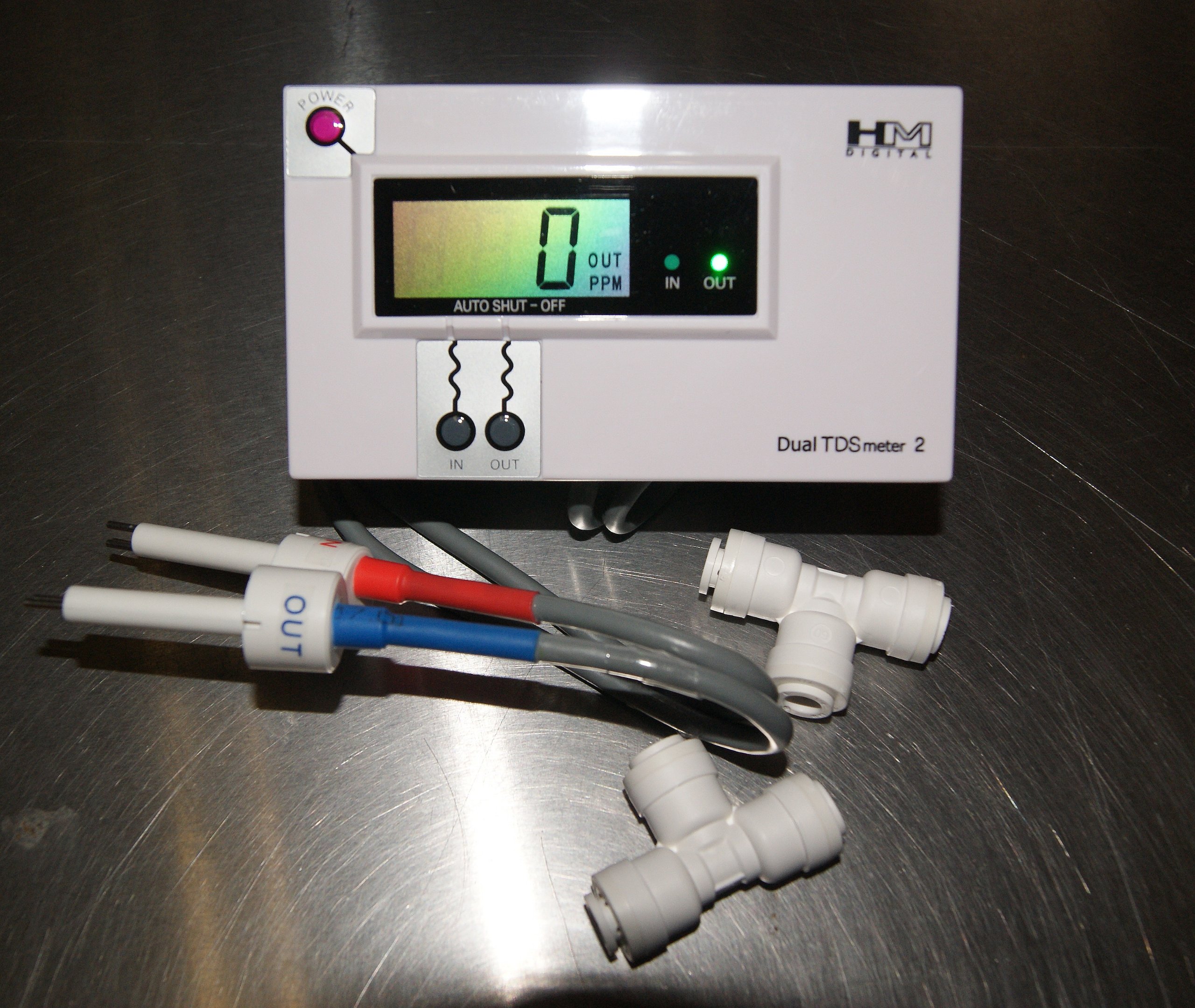 HM Digital DM-2 Commercial In-Line Dual TDS Monitor, 0-9990 ppm Range, +/- 2% Readout Accuracy