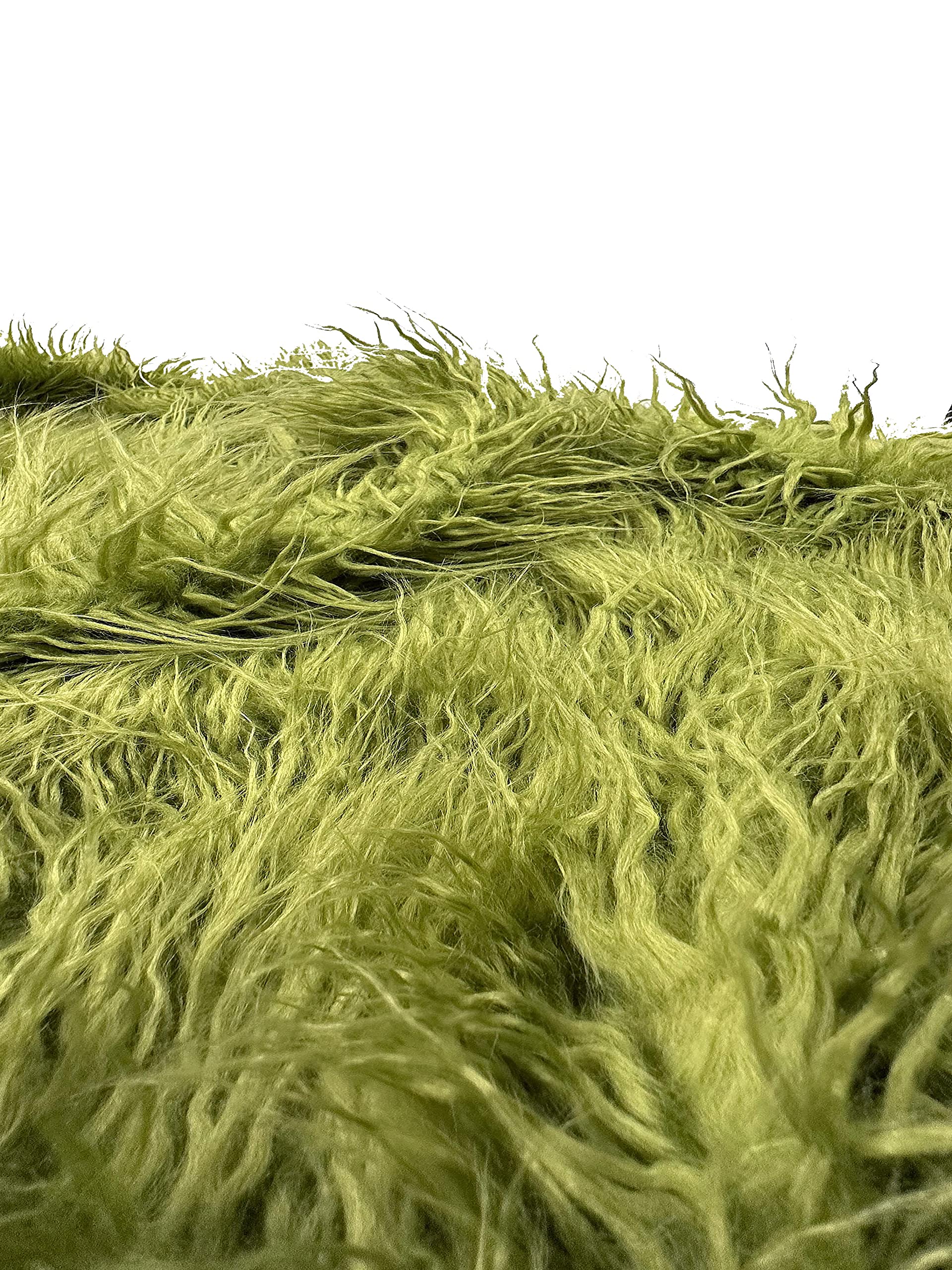 Faux/Fake Fur Mongolian Olive Green Fabric by The Yard