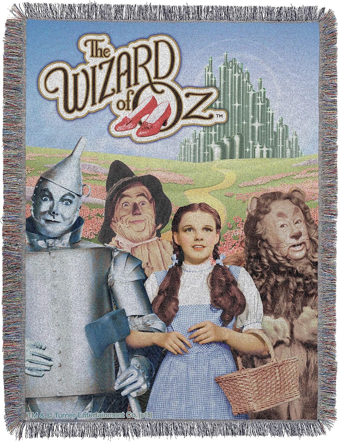 Northwest Warner Brothers Wizard of Oz, 'Group' Woven Tapestry Throw Blanket, 48' x 60', Multi Color