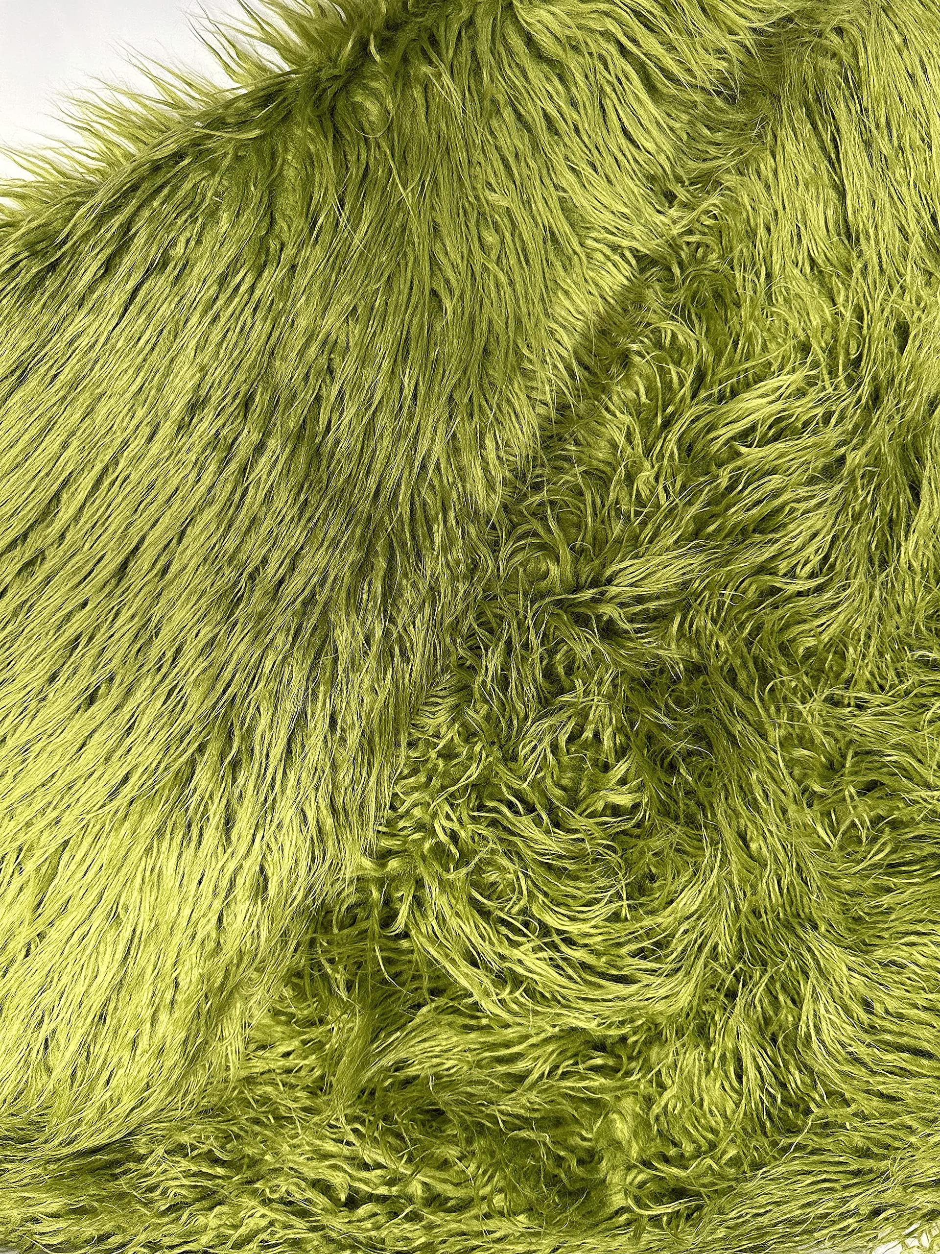 Faux/Fake Fur Mongolian Olive Green Fabric by The Yard