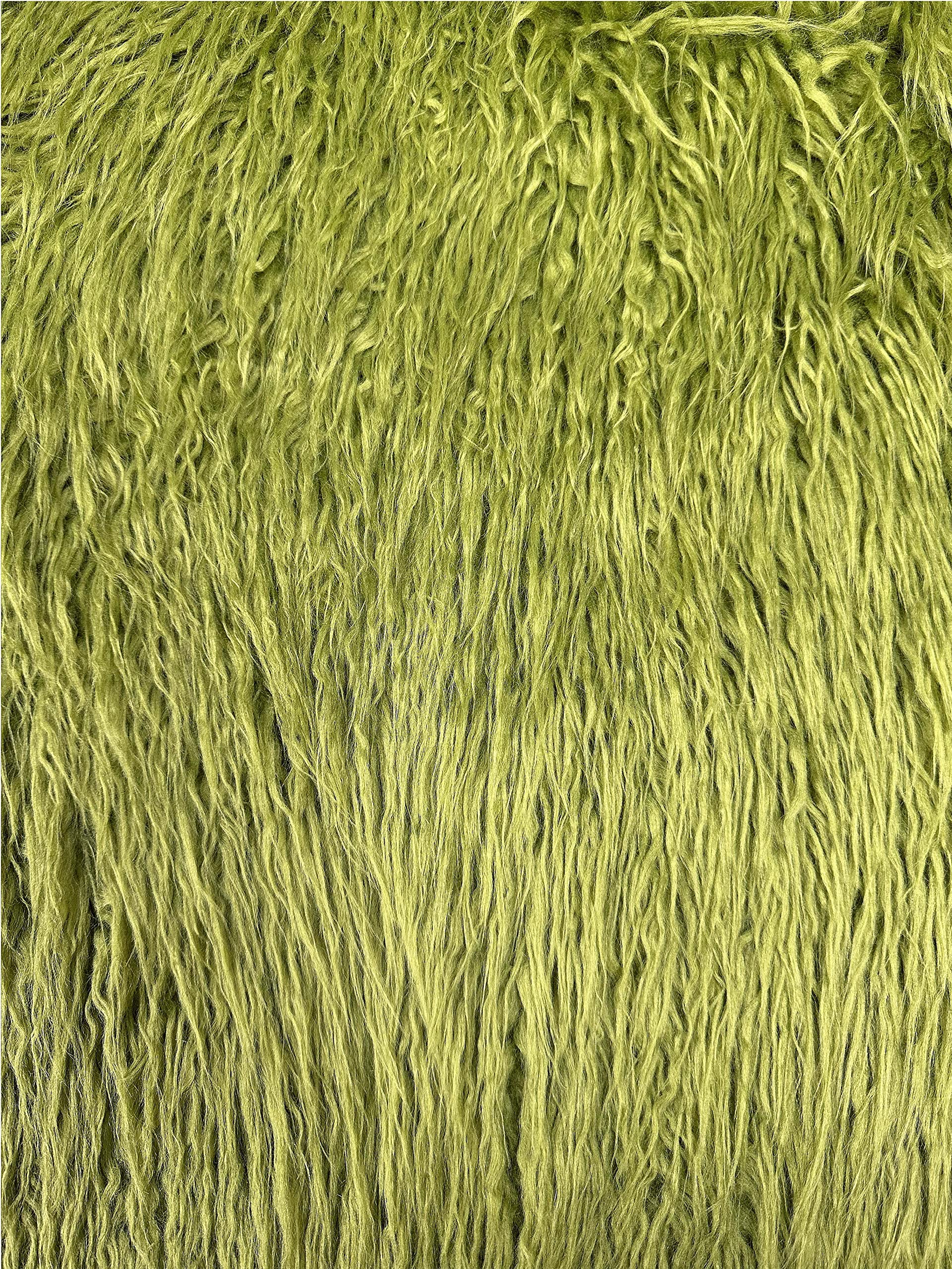 Faux/Fake Fur Mongolian Olive Green Fabric by The Yard