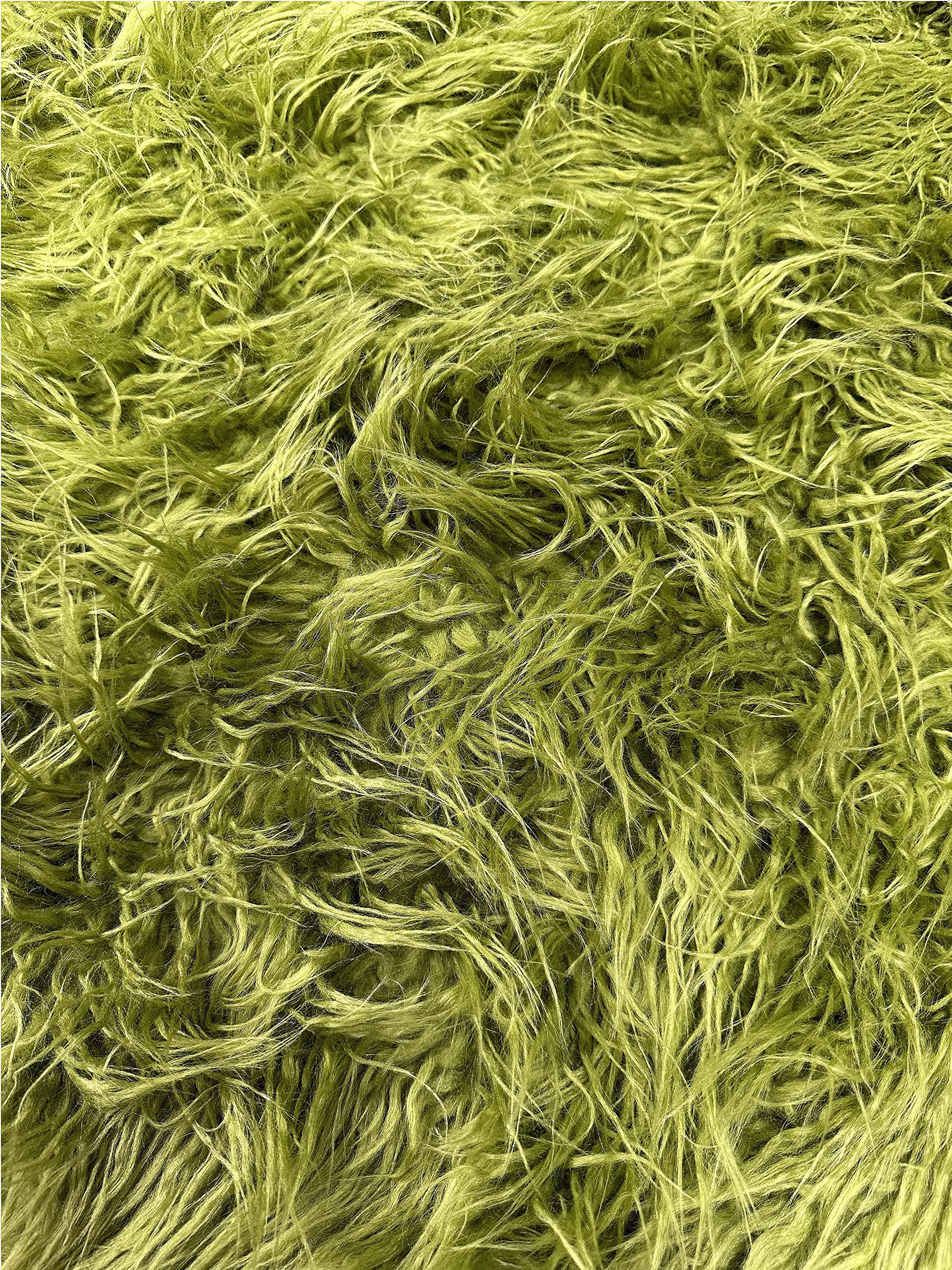 Faux/Fake Fur Mongolian Olive Green Fabric by The Yard