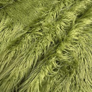 Faux/Fake Fur Mongolian Olive Green Fabric by The Yard