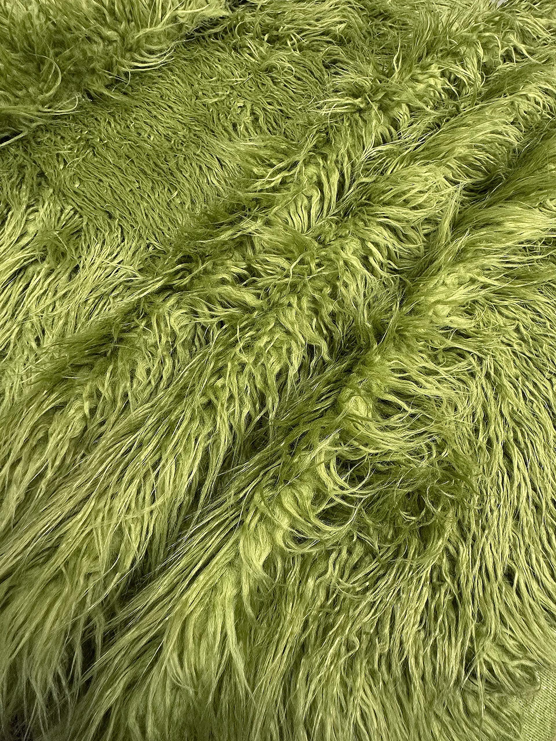 Faux/Fake Fur Mongolian Olive Green Fabric by The Yard