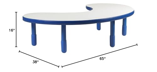 Children’s Factory Baseline Teacher/Kidney Table, Homeschool/Playroom Toddler Furniture, Kids Activity Table for Daycare/Classroom Learning, 16" Legs, Royal Blue