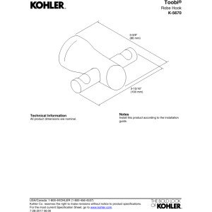 KOHLER K-5670-BN Toobi Double Robe Hook, Vibrant Brushed Nickel