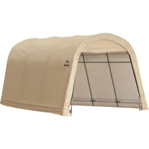 ShelterLogic 10' x 15' x 8' All-Steel Metal Frame Round Style Roof Instant Garage and AutoShelter with Waterproof and UV-Treated Ripstop Cover