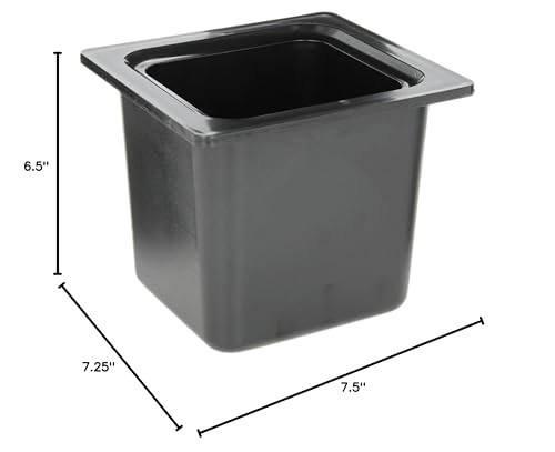 San Jamar Chill-It 1/6 Size Food Pan Insulated Food Pan for Kitchens and Restaurants, Plastic 6.5 Inches Deep, Black