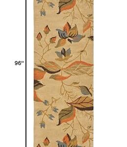 SAFAVIEH Blossom Collection 2'3" x 8' Beige / Multi BLM913C Handmade Floral Premium Wool Runner Rug