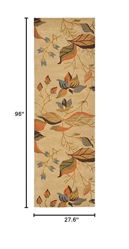 SAFAVIEH Blossom Collection 2'3" x 8' Beige / Multi BLM913C Handmade Floral Premium Wool Runner Rug