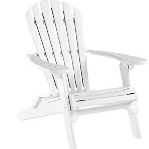 Phat Tommy Foldable Adirondack Chair - Poly Adirondack Chair Folding - HDPE, Heavy Duty, Recycled Plastic - All Weather Outdoor Furniture for Your Deck, Front Porch, or Patio, White