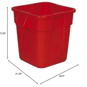 Rubbermaid Commercial Products BRUTE Square Bin Storage Container without Lid, 28-Gallon, Red