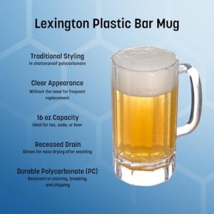 Carlisle FoodService Products 4396507 Lexington Plastic bar Mug, Polycarbonate, Clear, 16 Ounce