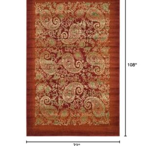 SAFAVIEH Lyndhurst Collection Area Rug - 6' x 9', Red & Multi, Traditional Paisley Design, Non-Shedding & Easy Care, Ideal for High Traffic Areas in Living Room, Bedroom (LNH224B)