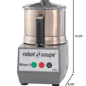 Robot Coupe BLIXER2 Blixer Vertial Commercial Blender/Mixer, 2.5 Quart - 2.9-Liter Bowl, Stainless Steel Batch Bowl and Single High-Speed, 120v,BLIXER 2