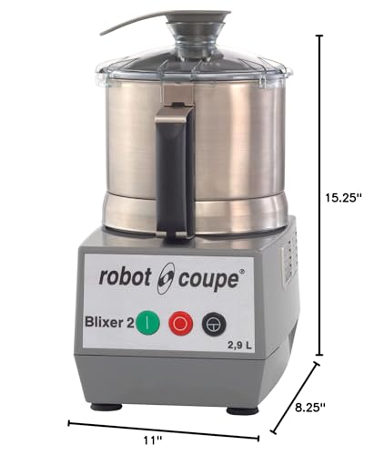 Robot Coupe BLIXER2 Blixer Vertial Commercial Blender/Mixer, 2.5 Quart - 2.9-Liter Bowl, Stainless Steel Batch Bowl and Single High-Speed, 120v,BLIXER 2