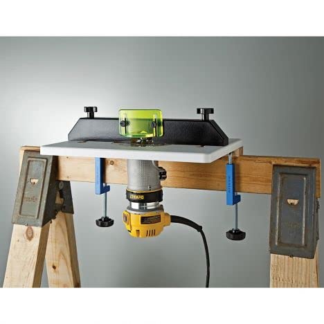 Rockler Trim Router Table – Adjustable Table Router - Best Router Table w/Pre-Drilled Holes on Back - Router Table w/High-Visibility Bit Guard, 1/4" Thick Acrylic Base – Router Tools for Woodworking