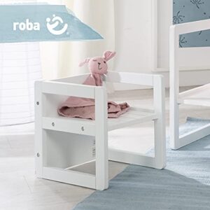 Roba: Country-Farmhouse Chair: White Wood - Chic Children’s Chair, Adjustable Seat Height, Converts Into A Table, Toddler & Kids, Ages 2+