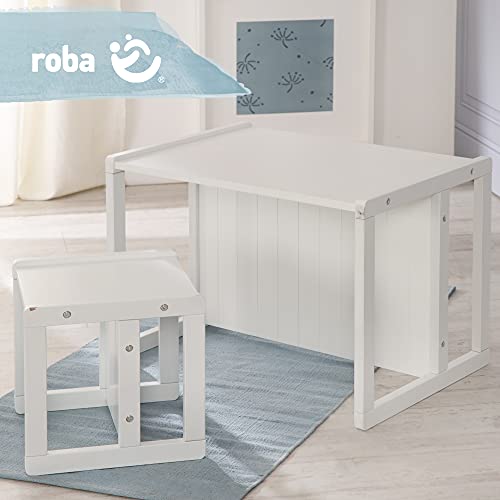 Roba: Country-Farmhouse Chair: White Wood - Chic Children’s Chair, Adjustable Seat Height, Converts Into A Table, Toddler & Kids, Ages 2+