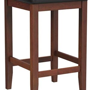 Crosley Furniture Upholstered Square Seat Counter Height Bar Stools Set of 2, Vintage Mahogany, 24-inch