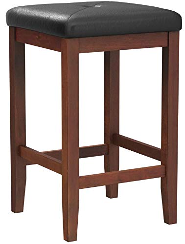 Crosley Furniture Upholstered Square Seat Counter Height Bar Stools Set of 2, Vintage Mahogany, 24-inch