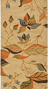 SAFAVIEH Blossom Collection 2'3" x 8' Beige / Multi BLM913C Handmade Floral Premium Wool Runner Rug