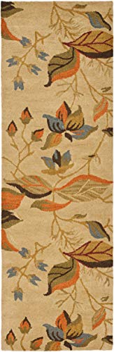 SAFAVIEH Blossom Collection 2'3" x 8' Beige / Multi BLM913C Handmade Floral Premium Wool Runner Rug