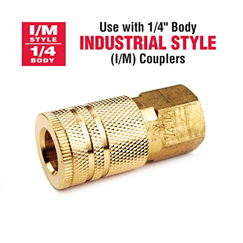 Primefit IP1414MS-B25-P (25 Pack) Industrial Style Air Quick Connect Plugs/Nipples Steel 1/4" x 1/4" Male Npt