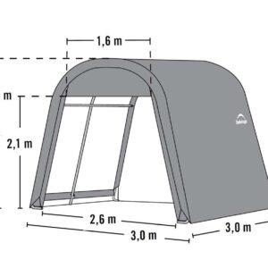 ShelterLogic 10' x 10' Shed-in-a-Box All Season Steel Metal Round Roof Outdoor Storage Shed with Waterproof Cover and Heavy Duty Reusable Auger Anchors, grey