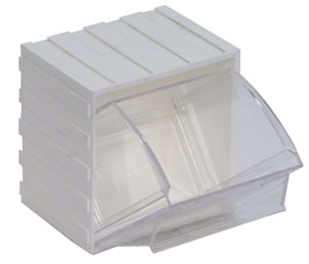 Quantum QTB406 Clear 2-7/8-Inch by 3-3/4-Inch by 4-Inch Tip Out Bin System, White, Case of 6