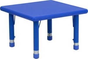 flash furniture wren 24'' square blue plastic height adjustable activity table