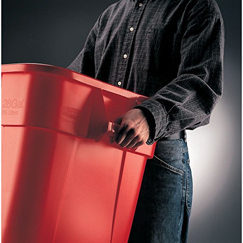 Rubbermaid Commercial Products BRUTE Square Bin Storage Container without Lid, 28-Gallon, Red