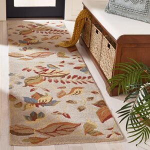 safavieh blossom collection 2'3" x 8' beige / multi blm913c handmade floral premium wool runner rug