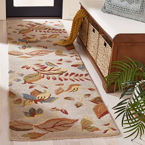 SAFAVIEH Blossom Collection 2'3" x 8' Beige / Multi BLM913C Handmade Floral Premium Wool Runner Rug