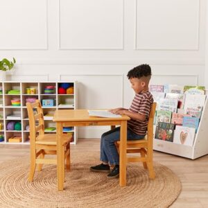 ECR4Kids 24in Square Hardwood Table with 22in Legs, Kids Furniture, Honey