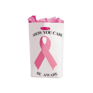 fun express pink ribbon show you care bags (50 bags) bulk awareness supplies