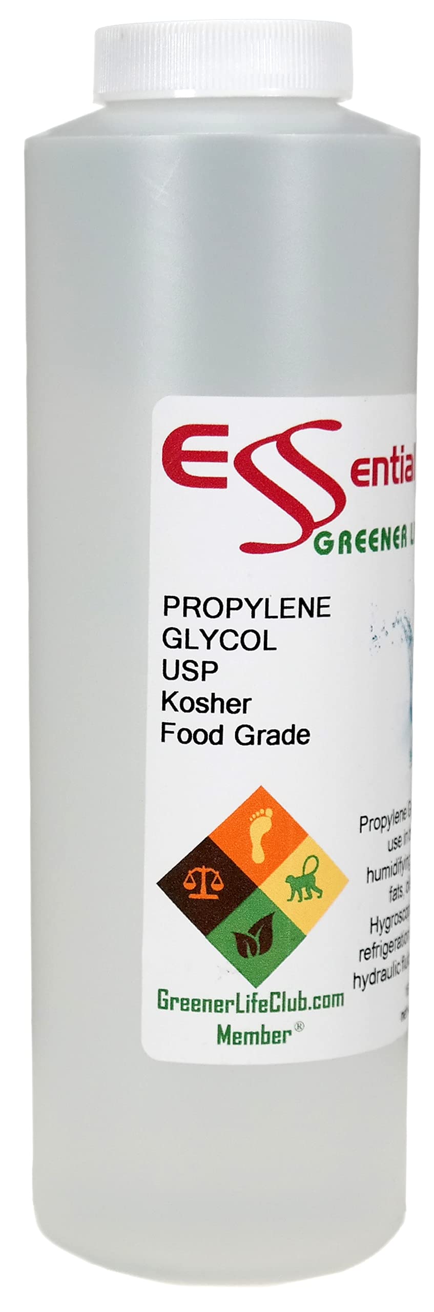 Propylene Glycol - Food Grade - USP - Kosher - 18 oz net wt in a 1 Pint Safety Sealed HDPE Container with Resealable Cap