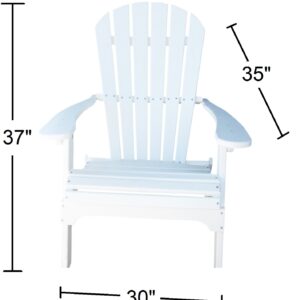 Phat Tommy Foldable Adirondack Chair - Poly Adirondack Chair Folding - HDPE, Heavy Duty, Recycled Plastic - All Weather Outdoor Furniture for Your Deck, Front Porch, or Patio, White