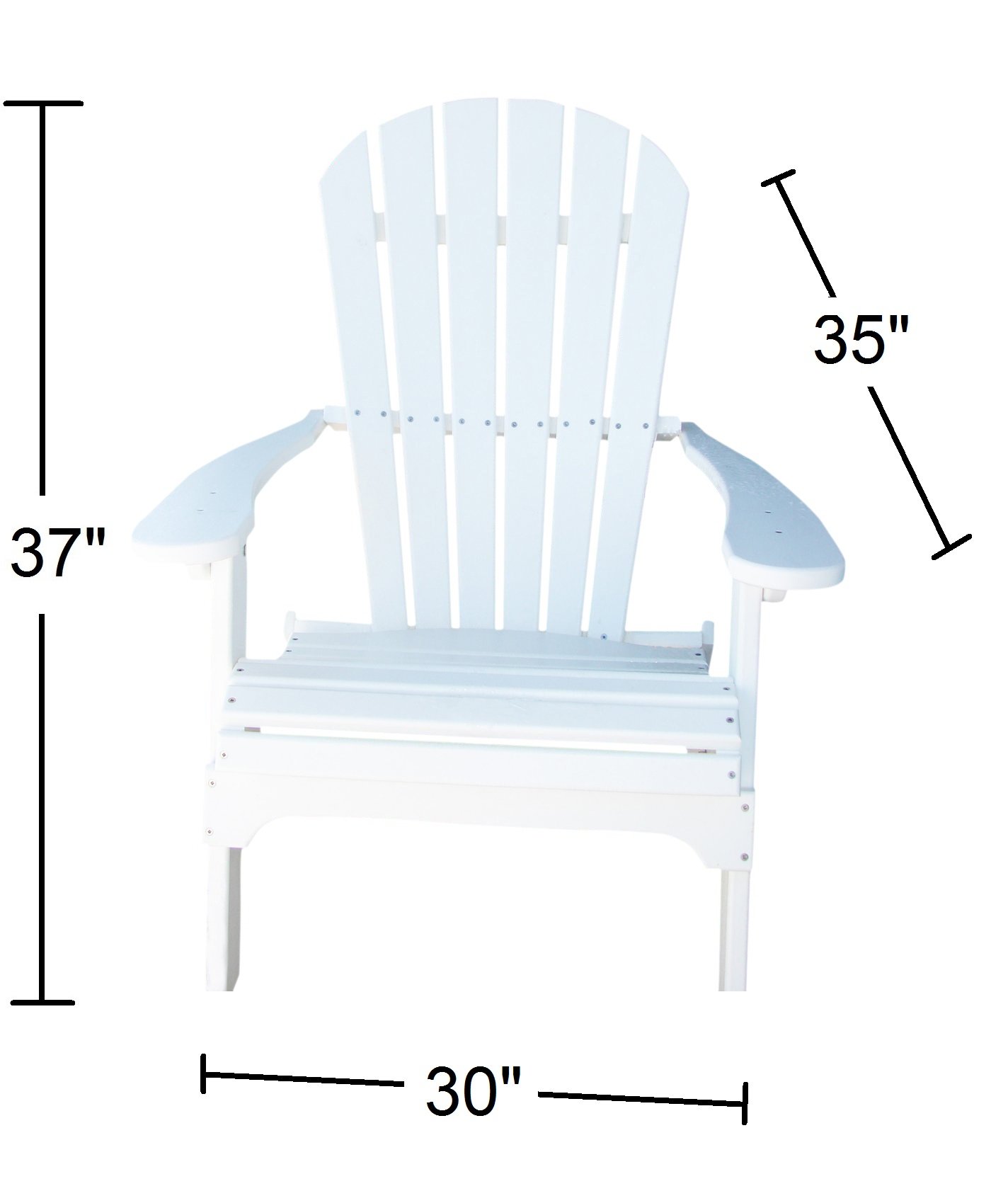 Phat Tommy Foldable Adirondack Chair - Poly Adirondack Chair Folding - HDPE, Heavy Duty, Recycled Plastic - All Weather Outdoor Furniture for Your Deck, Front Porch, or Patio, White