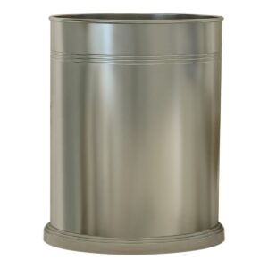 nu steel dr8h dual ridge collection wastebasket small round vintage trash can for bathroom, bedroom, dorm, college, office, 8.2" x 11" x 8.2", brushed pewter finish, under 5 gallons