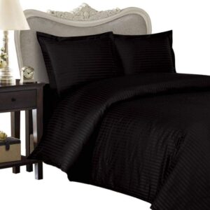 luxurious black damask stripe, king size. eight (8) piece down allternative comforter bed in a bag set. 1500 thread count ultra soft single-ply 100% egyptian cotton. includes 4pc bed sheet set, 3pc duvet set & down allternative comforter