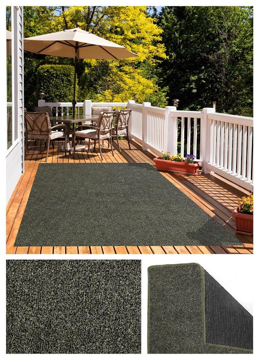 12' x 18' Brown/Tan Indoor/Outdoor Artificial Turf Grass Carpet Area Rug with Premium Bound Edges