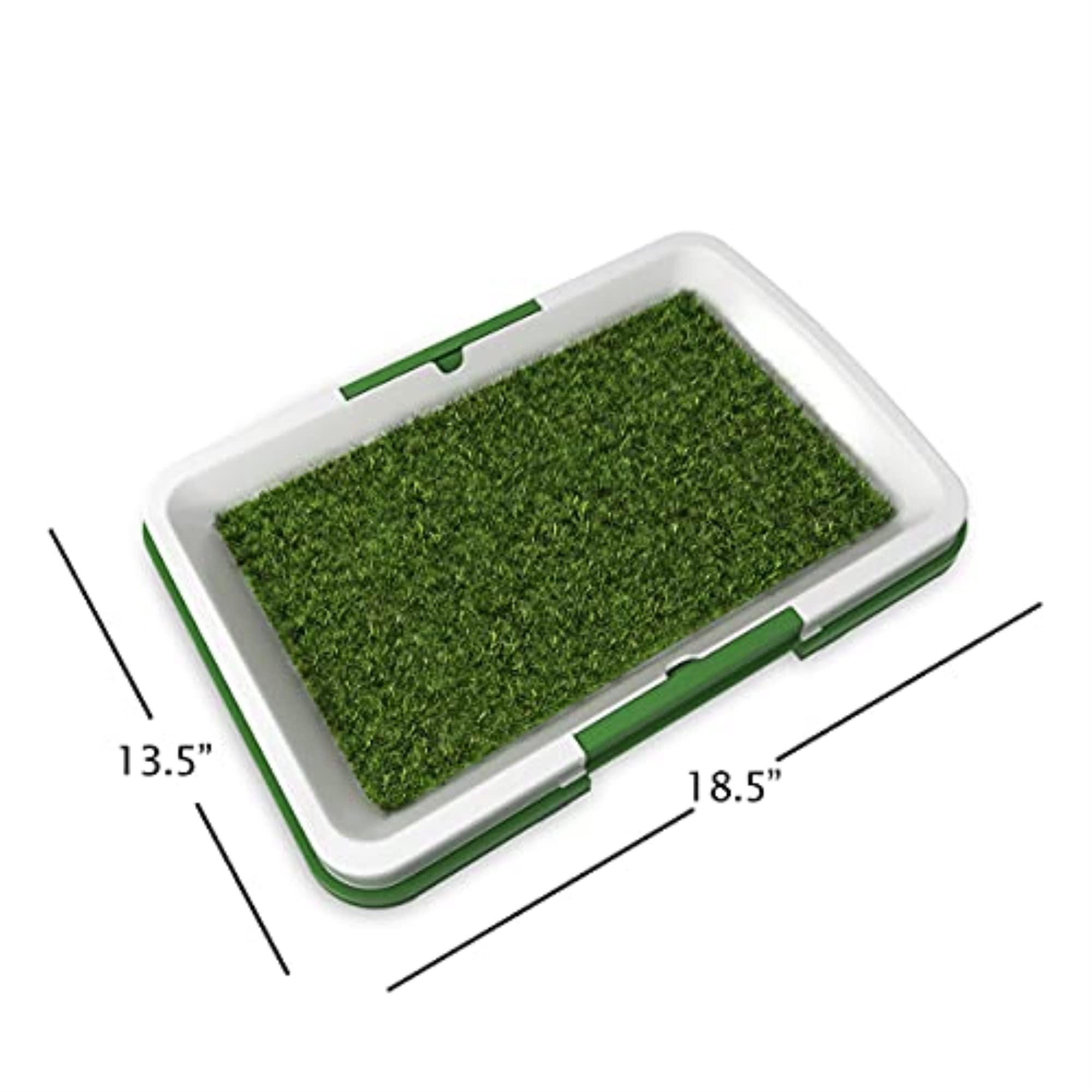 Artificial Grass Pee Pad Set for Dogs (Synthetic Plastic Grass) - Reusable Puppy Essential for Potty Training Small Pets Indoors and Outdoors by PETMAKER (Green)