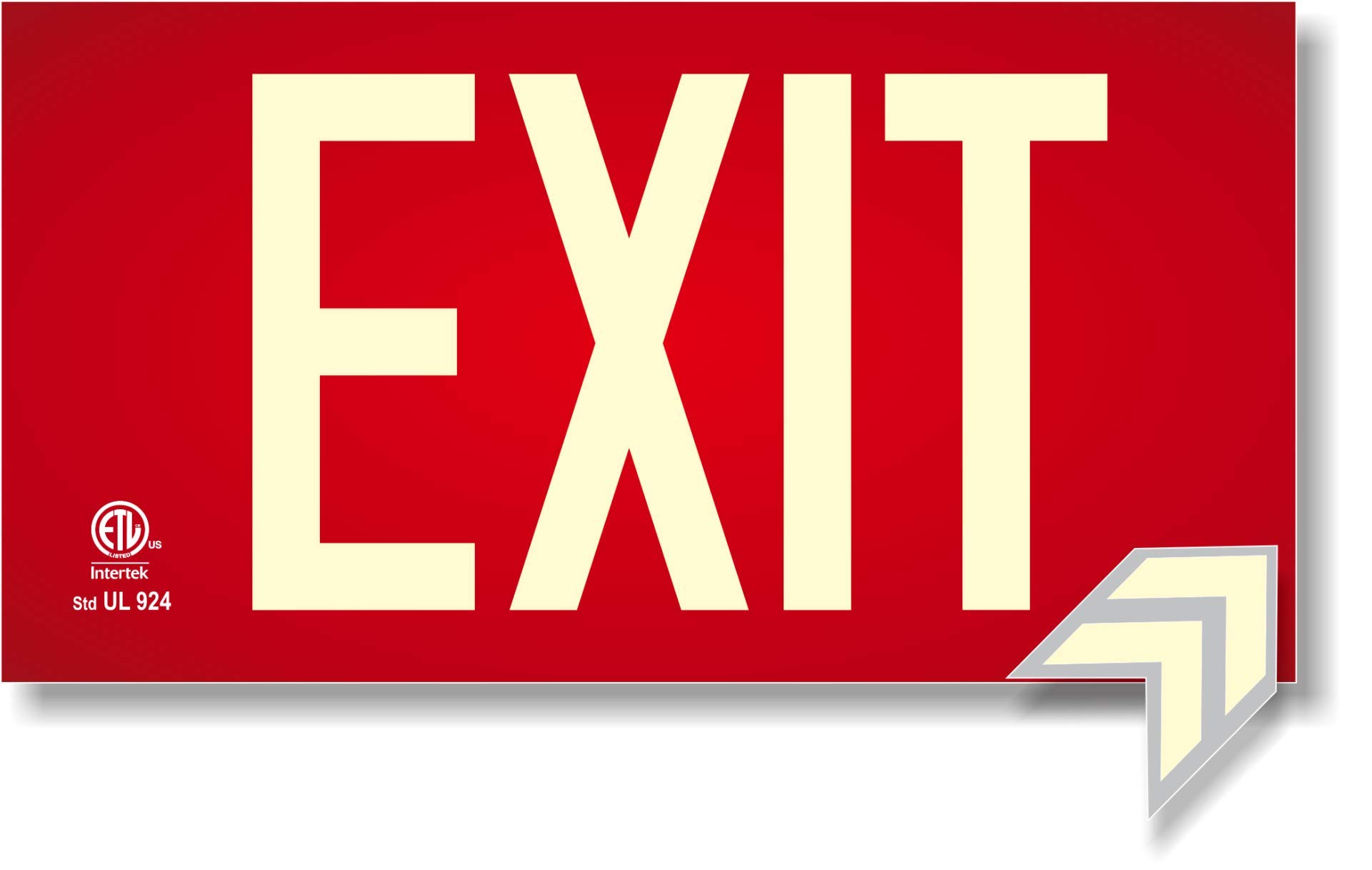 Photoluminescent Exit Sign Red - Aluminum - UL 924 Code Approved/IBC/NFPA 101 | NightBright USA Part Number ULR-050