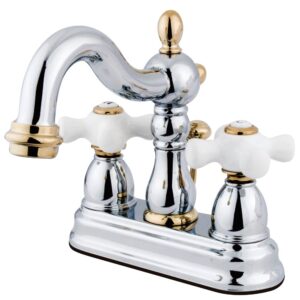 elements of design eb1604px centerset lavatory faucet with porcelain cross handle, 4", chrome/polished brass