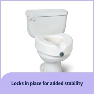 Medline 5" Raised Toilet Seat with Lock, No Arms, White, 400 lb Capacity - Easy Installation - Elderly & Disabled Bathroom Aid