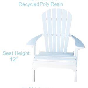 Phat Tommy Foldable Adirondack Chair - Poly Adirondack Chair Folding - HDPE, Heavy Duty, Recycled Plastic - All Weather Outdoor Furniture for Your Deck, Front Porch, or Patio, White