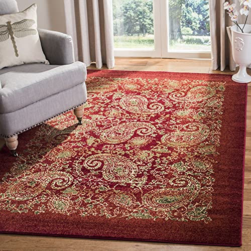 SAFAVIEH Lyndhurst Collection Area Rug - 6' x 9', Red & Multi, Traditional Paisley Design, Non-Shedding & Easy Care, Ideal for High Traffic Areas in Living Room, Bedroom (LNH224B)