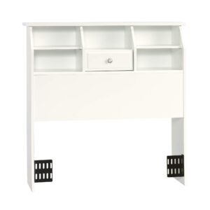 sauder shoal creek bookcase headboard, twin, soft white finish